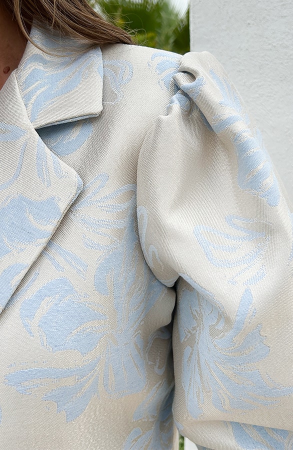 Jacquard Pofmouwen Blazer Baby Blauw – blazers, foto 5