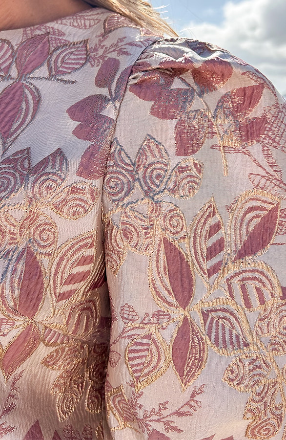 Jacquard Roses Pofmouw Top Dust Roze – tops, foto 7