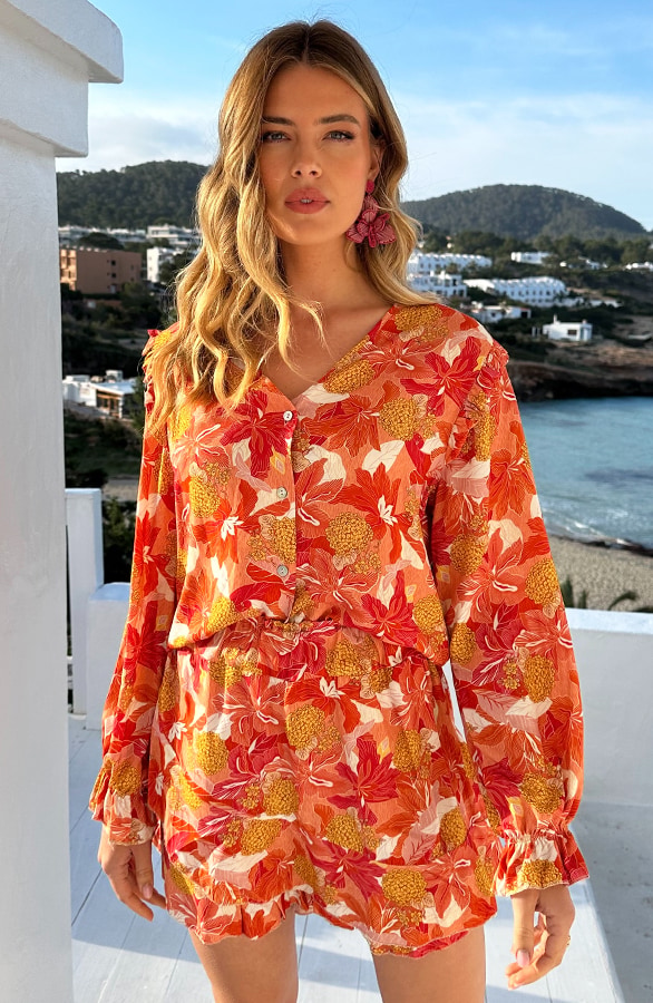 Ruffle Skort Flower Oranje – shoparchief