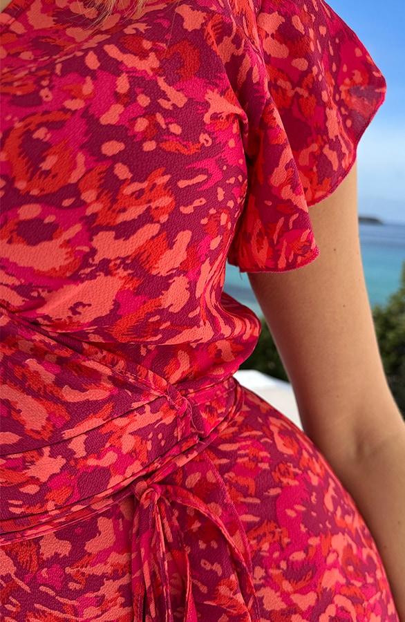 Leopard Kleid Midi Fuchsia Koralle, Kleider, Foto 9