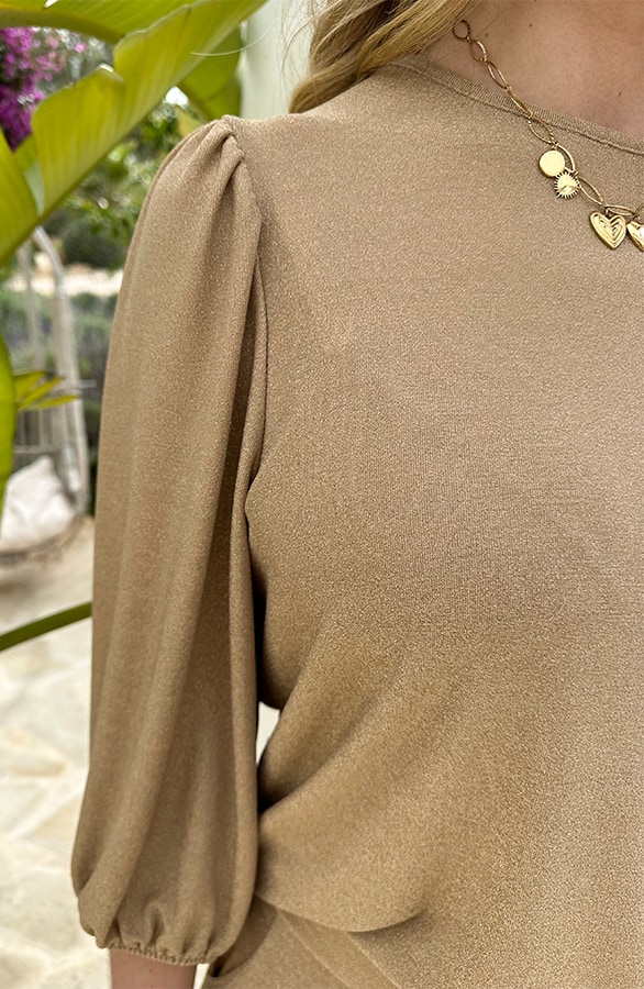 Limited Mila Puff Sleeve Top Lurex Goud – shoparchief, foto 6