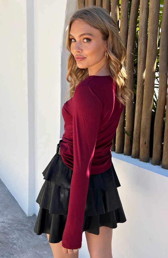 Long Sleeve Round Neck Burgundy – shoparchief, foto 3
