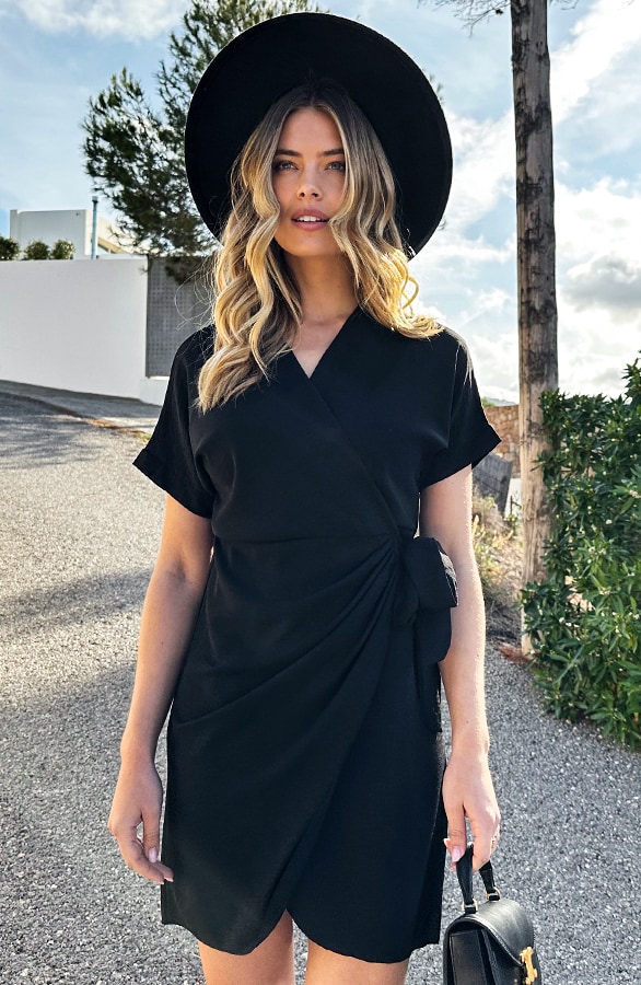 Miami Wrap Jurk Zwart – jurken, foto 7