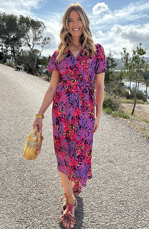 Midi Split Jurk Print Paars – jurken, foto 4