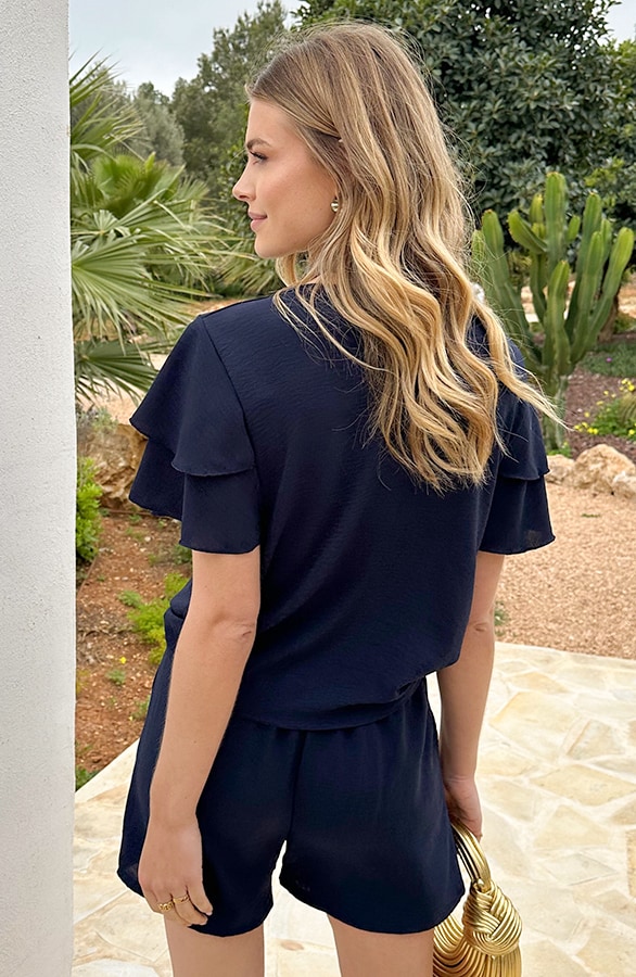 Mila Ruffle Top Marine – tops, foto 4