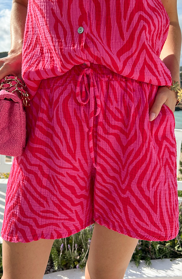 Mousseline Zebra Print Short Roze – shorts