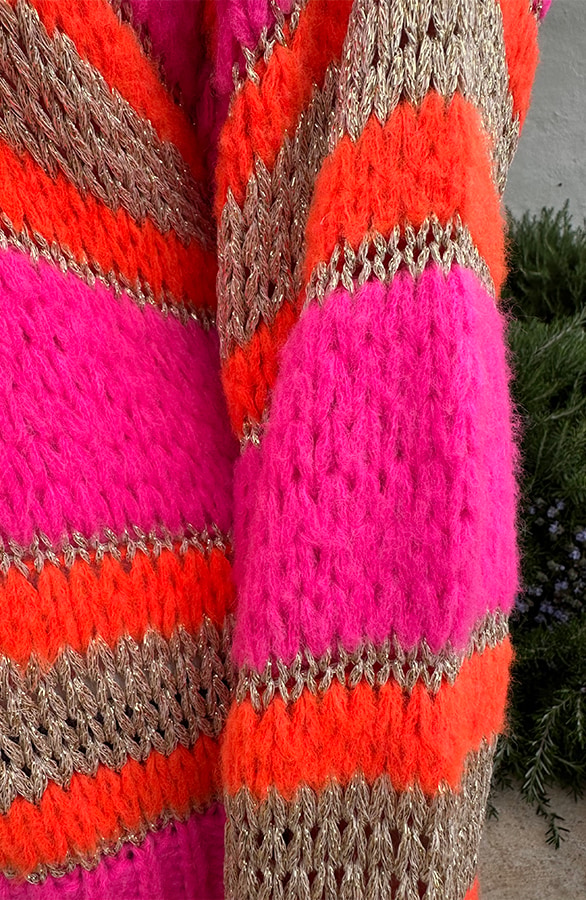 Oversized Knitted Vest Lurex Neon Fuchsia Oranje – shoparchief, foto 4