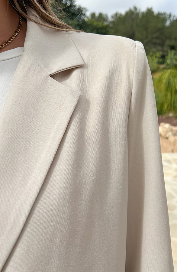 Oversized Open Back Blazer Beige, Foto 4