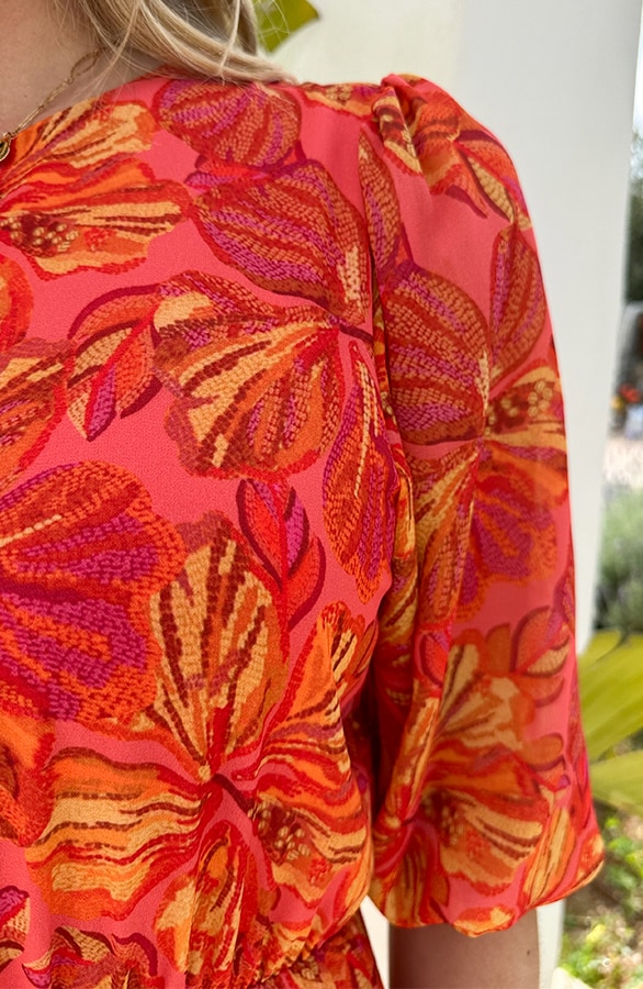 Pofmouw Ruffle Jurk Flower Koraal – jurken, foto 6