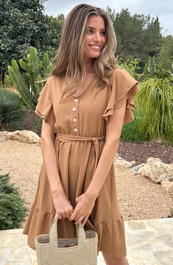 Portofino Jurk V-Hals Camel – jurken