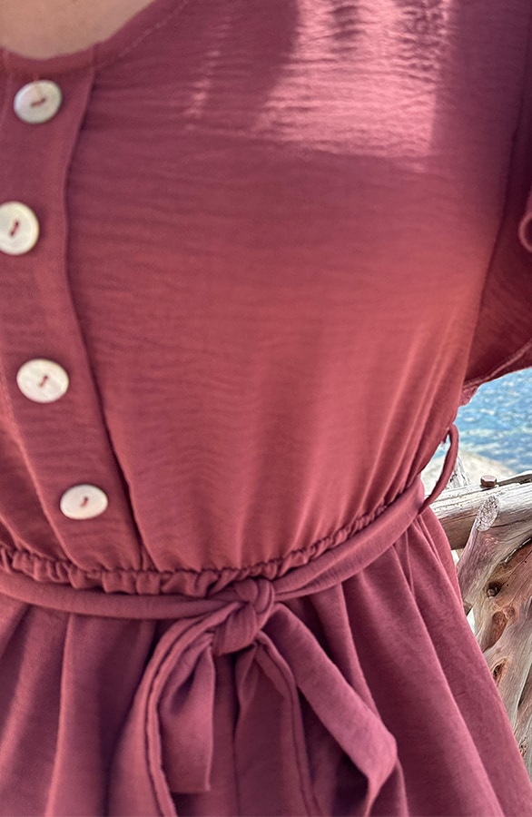 Portofino Jurk V-Hals Dust Roze – jurken, foto 5