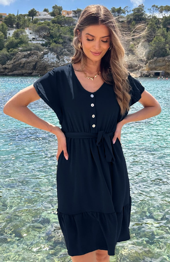 Portofino Jurk V-Hals Night Blue – shoparchief, foto 7