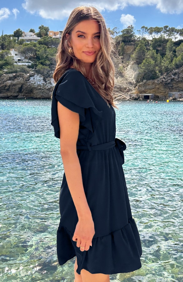 Portofino Jurk V-Hals Night Blue – shoparchief, foto 4