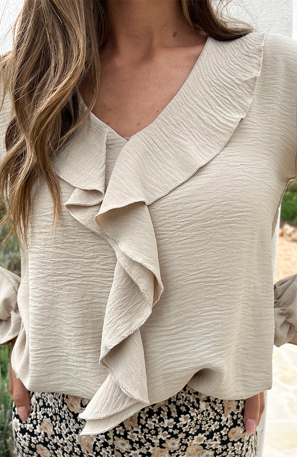 Ruches Detailed Blouse Beige – shoparchief, foto 7