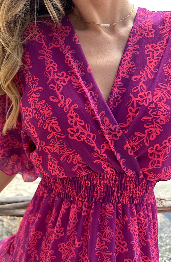 Ruffle Laagjes Jurk Lulu Flower Roze – jurken, foto 8