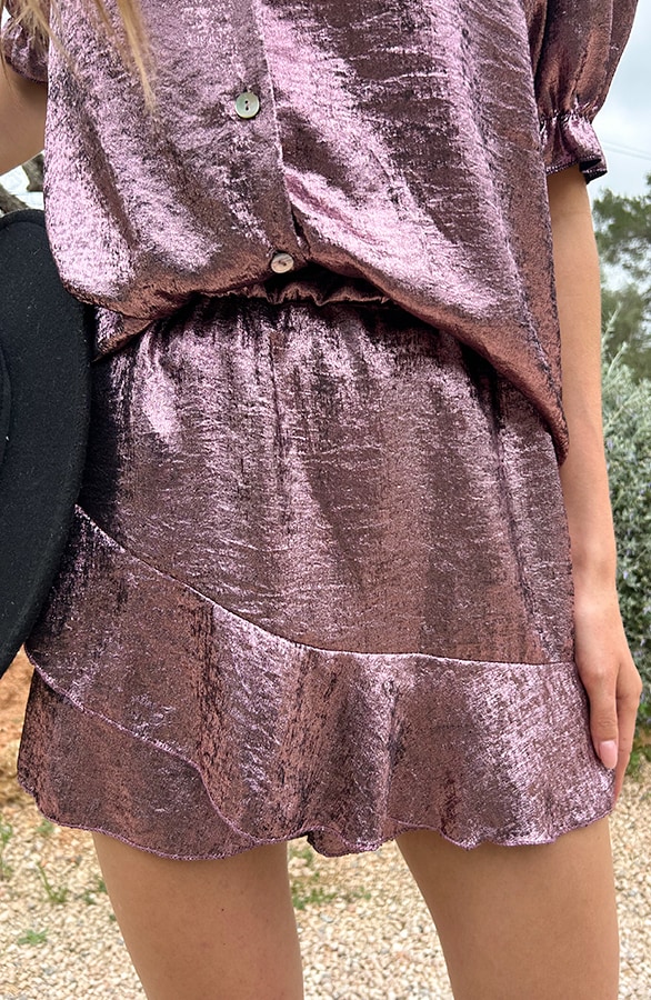 Ruffle Skort Metallic Paars – skorts