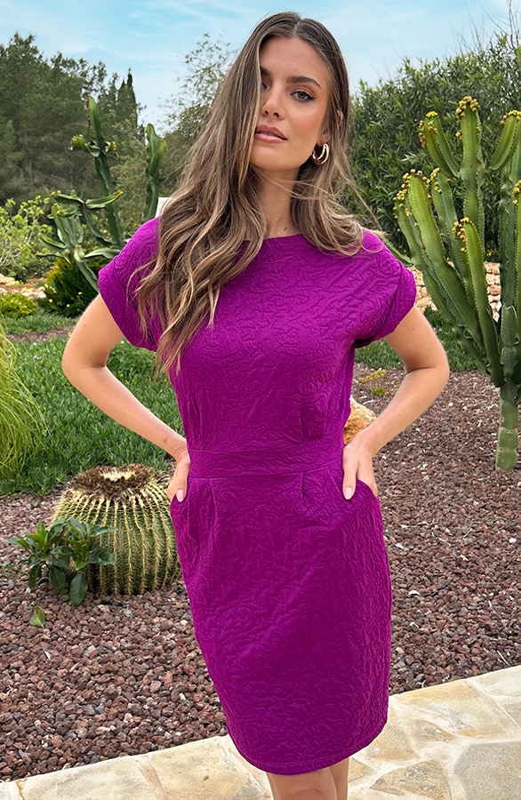 Textured Strik Jurk Perfect Purple – jurken, foto 6