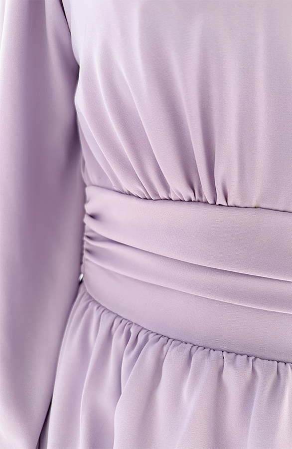 V-Ausschnitt Kleid Schleifen Detail Lila, Kleider, Foto 7