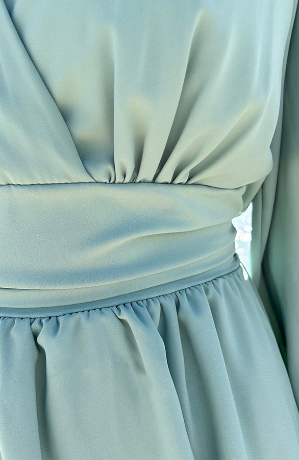 V-hals Jurk Strik Detail Mint – jurken, foto 5