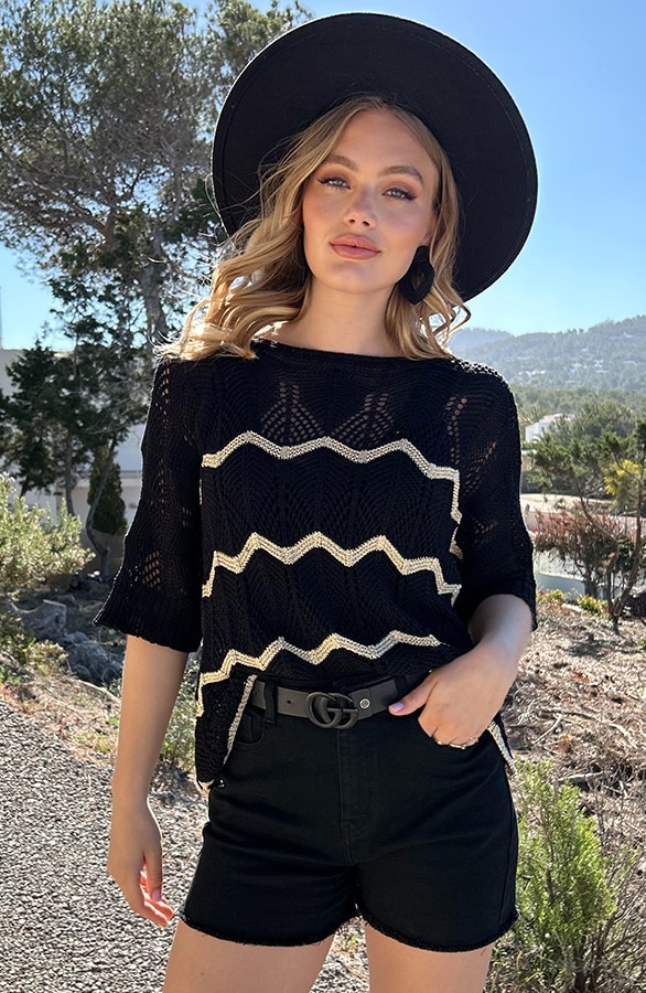 Lurex Gehaakte Top Zwart – tops, foto 6