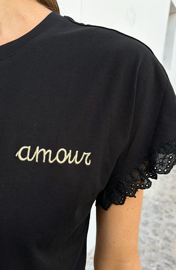 Amour Top Embroidery Mouw Zwart – tops, foto 5