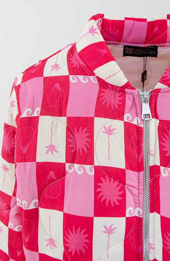 Bomber Jacket Classic Print Fuchsia – jassen, foto 11