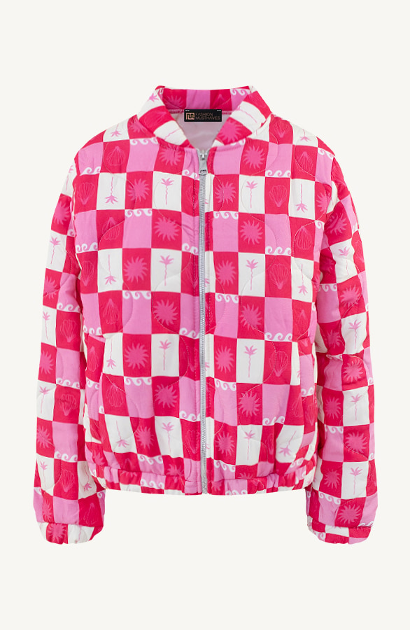 Bomber Jacket Classic Print Fuchsia – jassen