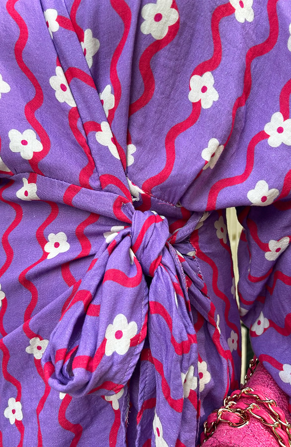 Cotton Wrap Jurk Flower Print Paars – jurken, foto 8
