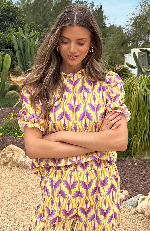 Eve Lino Ruffle Top Geel – shoparchief, foto 2