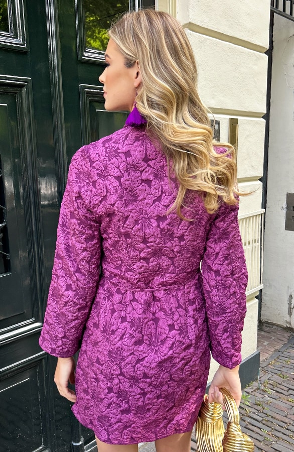 Flower Wrap Jurk Wine Red – jurken, foto 7