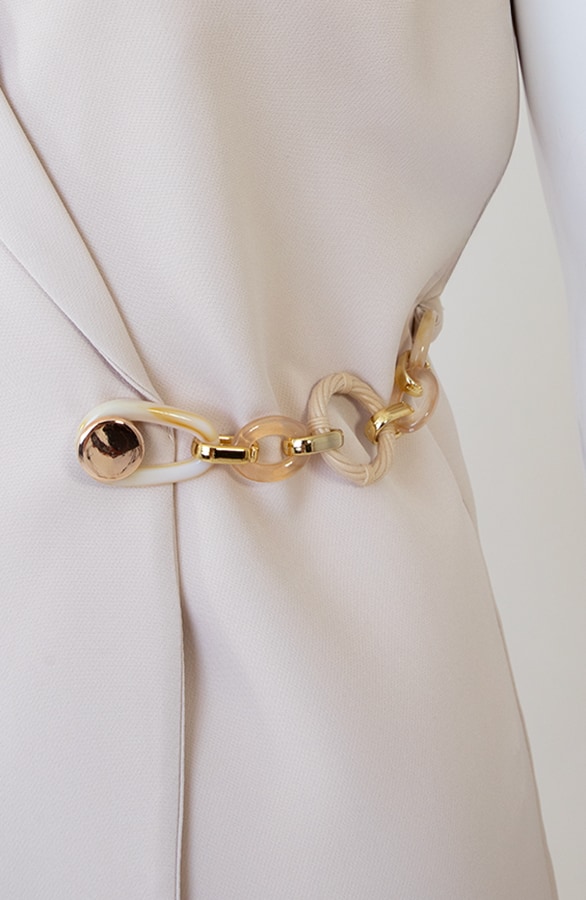 Gilet Jurk Met Gouden Detail Beige – shoparchief, foto 2
