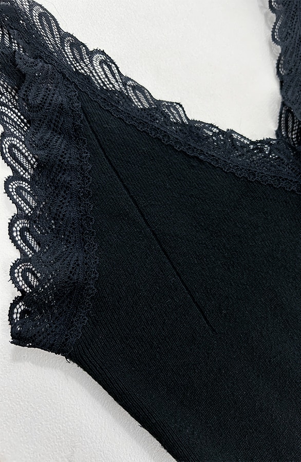 Kanten Detailed Top Zwart – tops, foto 8