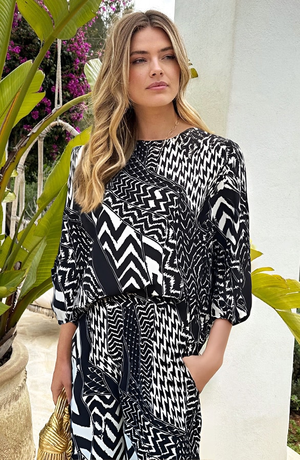 Mila Puff Sleeve Top Abstract Print – shoparchief, foto 3