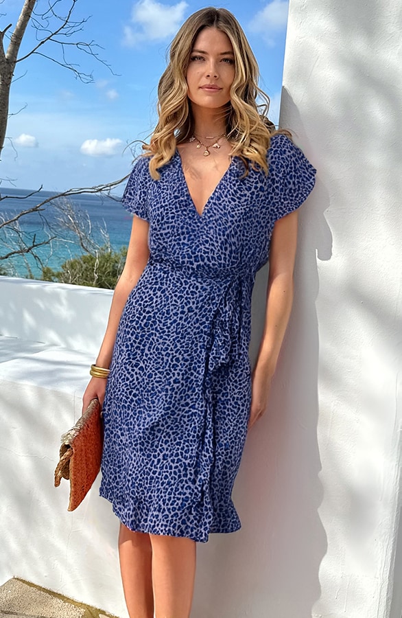 Wickelkleid Leopard Lila Blau, Shoparchiv