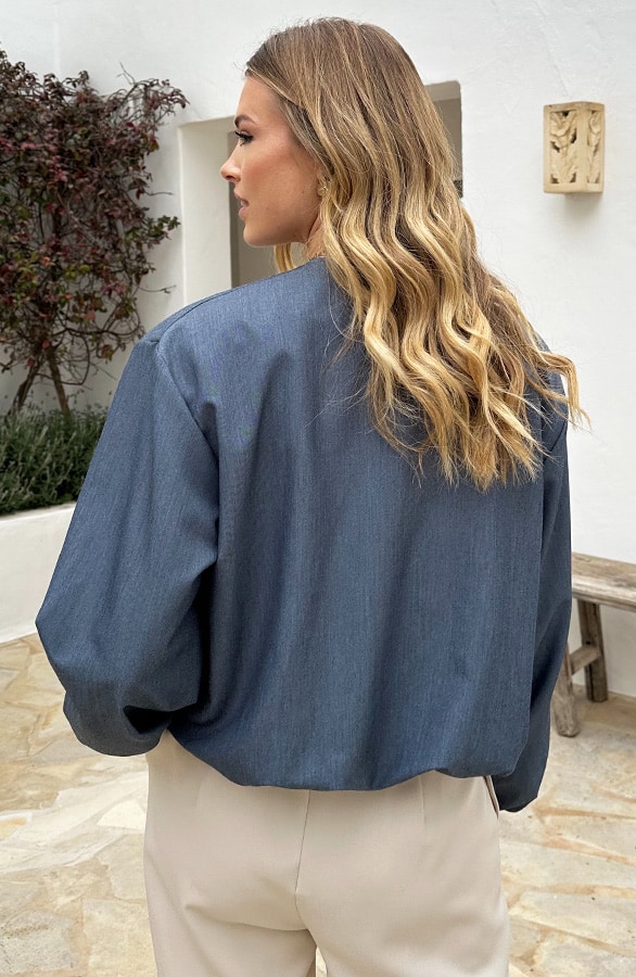 Bomber Jasje Met Rits Blauw – shoparchief, foto 3
