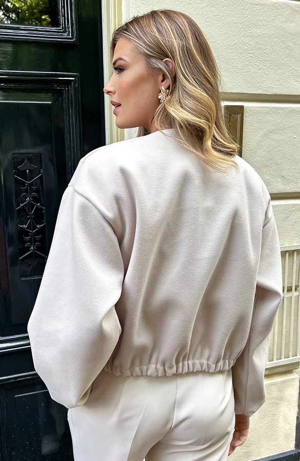 Bomberjacket Met Rits Beige – jassen, foto 3