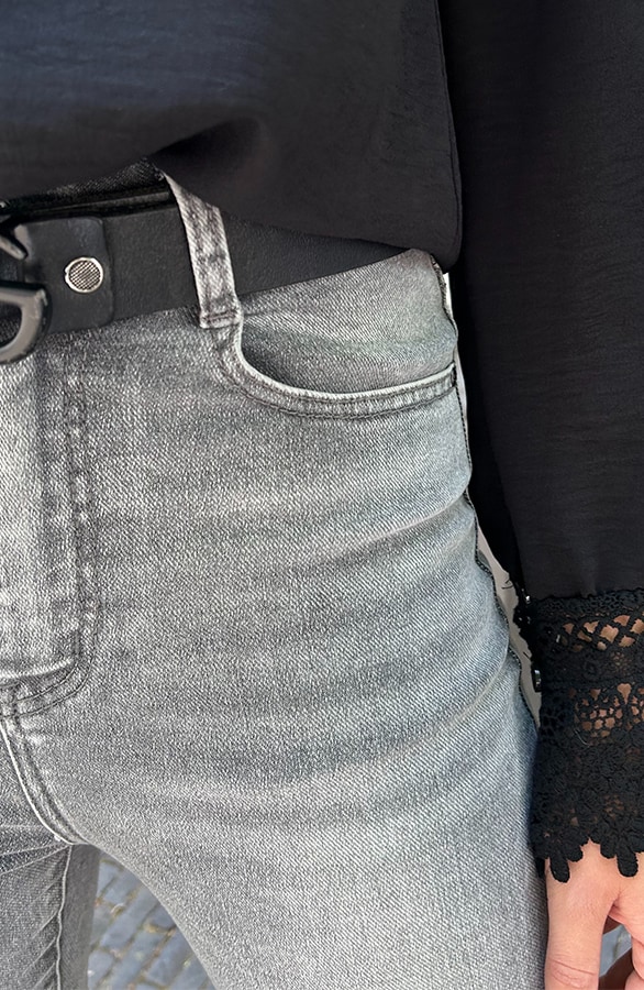 High Waist Stretch Skinny Jeans Grey FMH – spijkerbroeken, foto 6