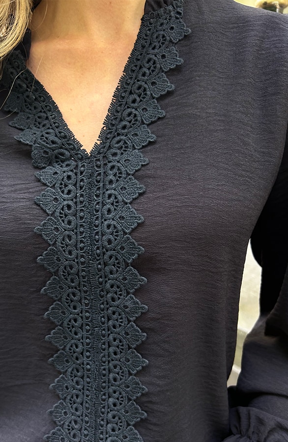 Kanten Boho Blouse Zwart – blouses, foto 11