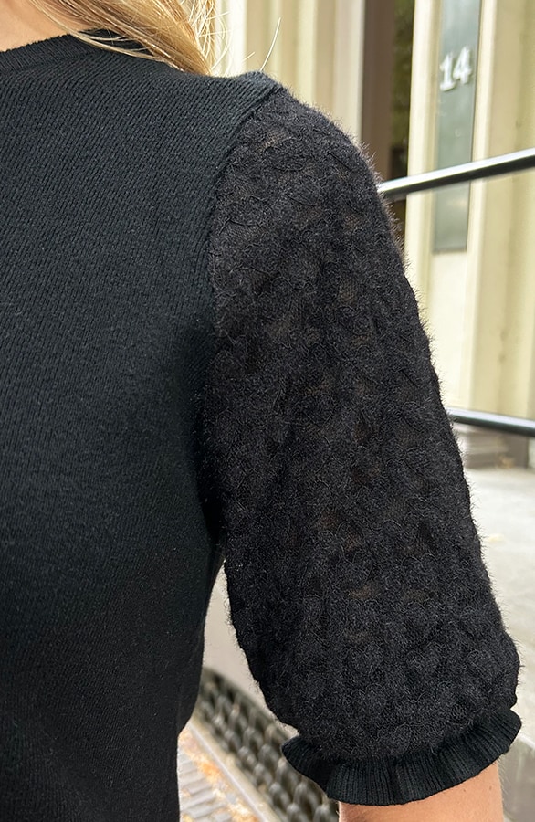 Mesh Hearts Sleeve Soft Top Zwart – tops, foto 4