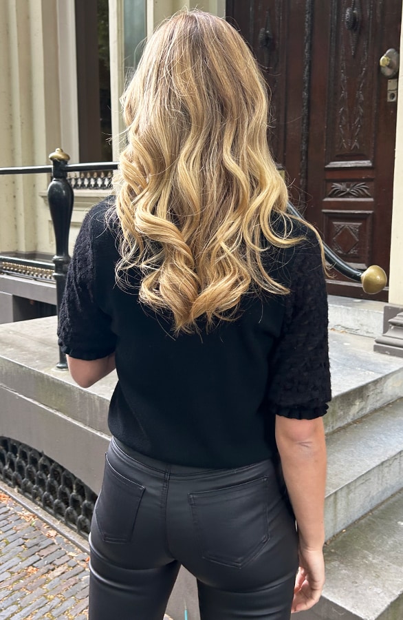 Mesh Hearts Sleeve Soft Top Zwart – tops, foto 3