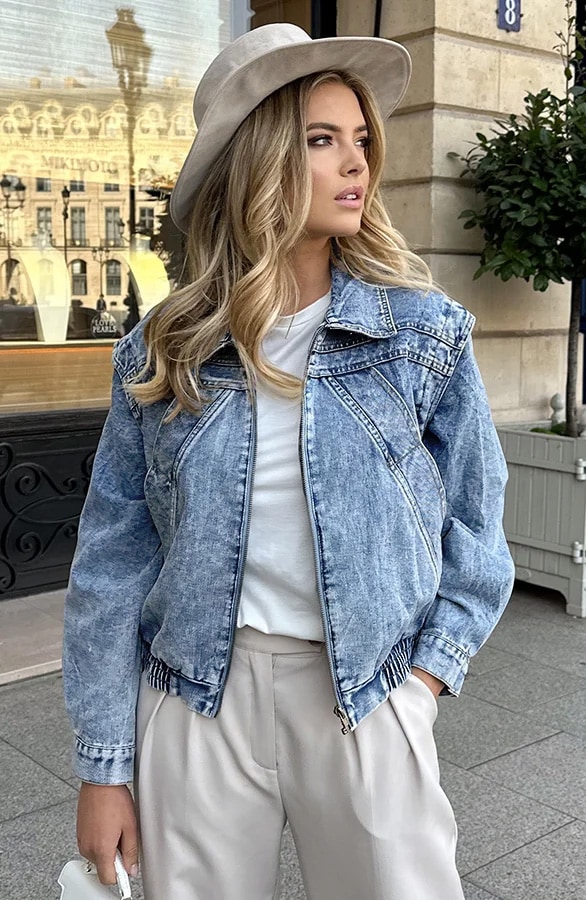 Short Denim Jacke Blau, Mäntel, Foto 2