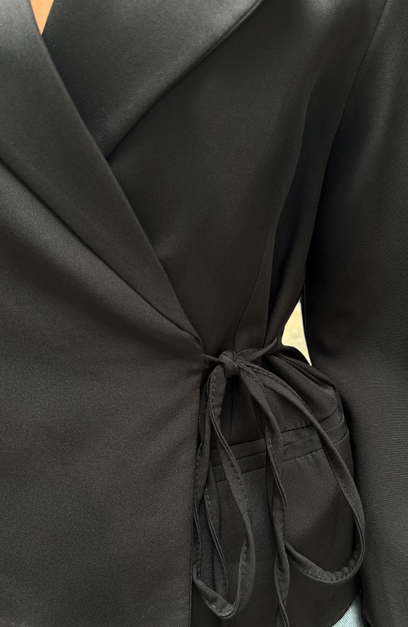 Wrap Blazer Puff Long Sleeve Zwart – blazers, foto 6