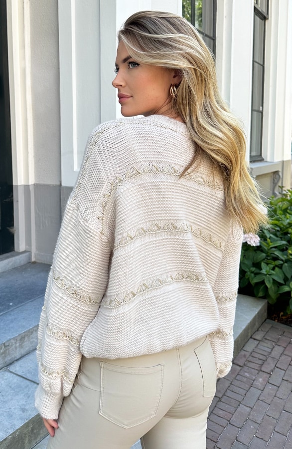Boho Structured Pullover Beige, Foto 4