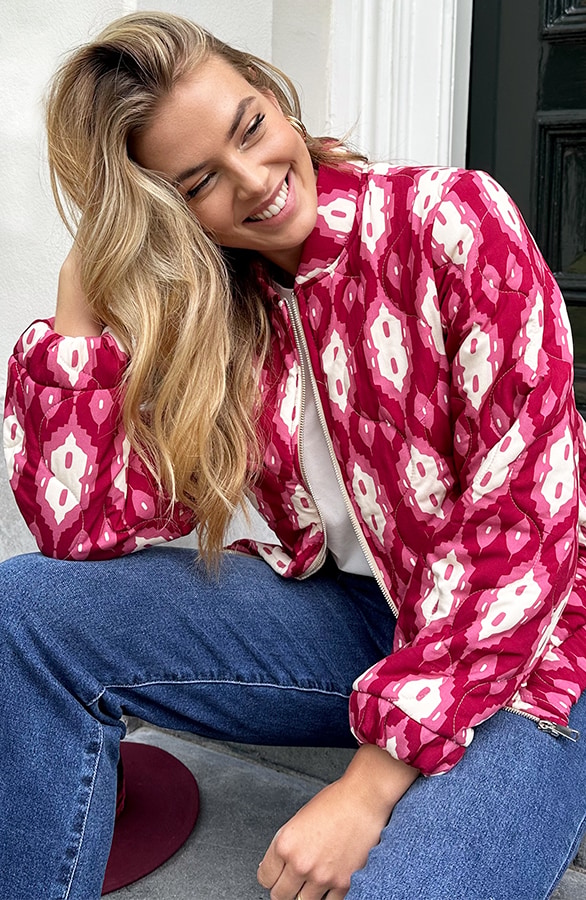 Bomber Jacket Classic Print Burgundy – shoparchief, foto 9