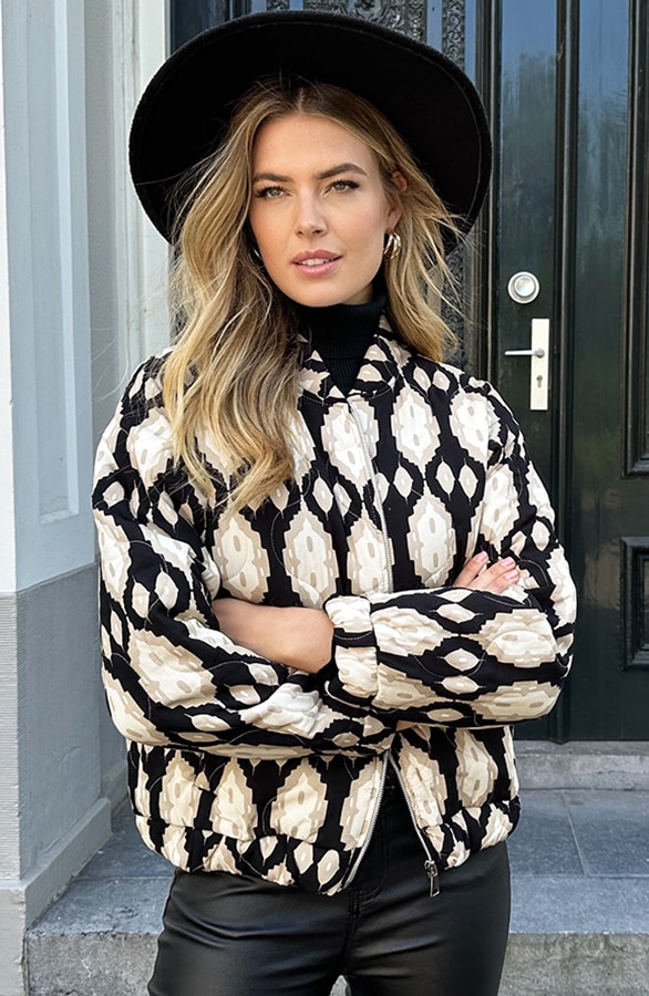 Bomber Jacket Classic Print Zwart – shoparchief, foto 7