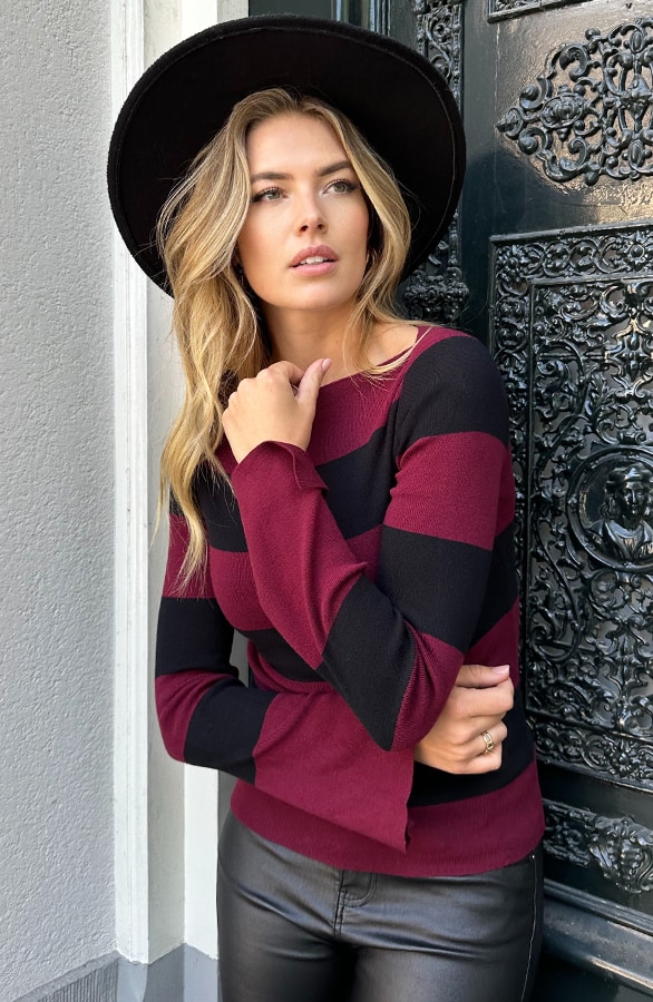 Boothals Strepen Top Burgundy – tops, foto 4