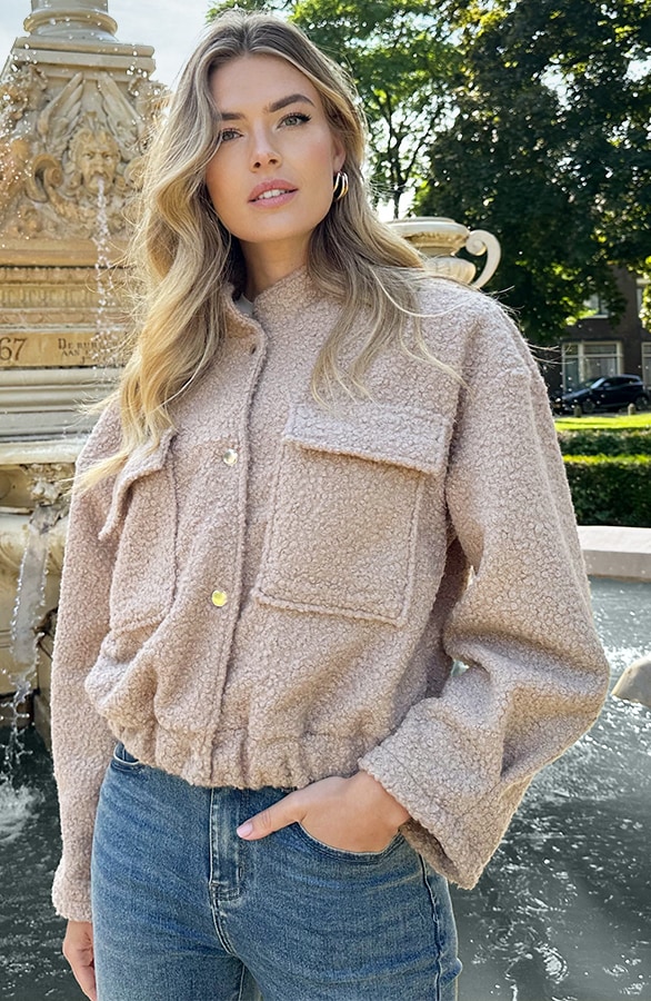 Boucle Bomber Jacket Taupe, Alle Kleidung, Foto 5