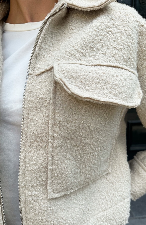 Boucle Jacket Met Rits Beige – jassen, foto 6