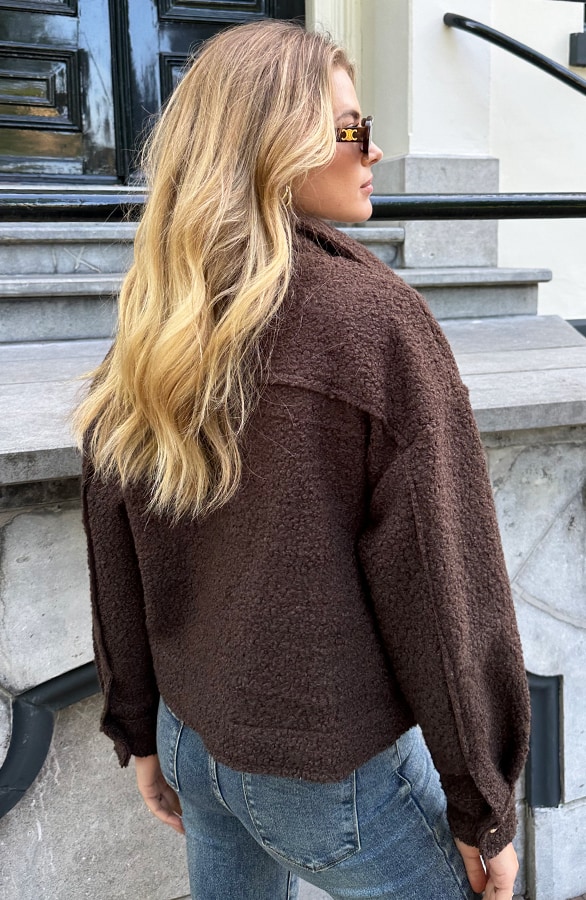 Boucle Jacket Met Rits Choco – jassen, foto 4