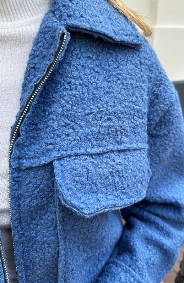 Boucle Jacket Met Rits Jeans Blauw – shoparchief, foto 11